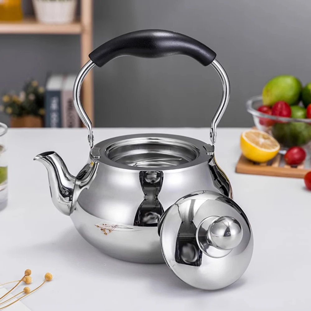 304 stainless steel tea kettle, Home brewing tea pot with filter, Thickened drum shaped boiling water kettle, 1.5L/2.0L/2.5L