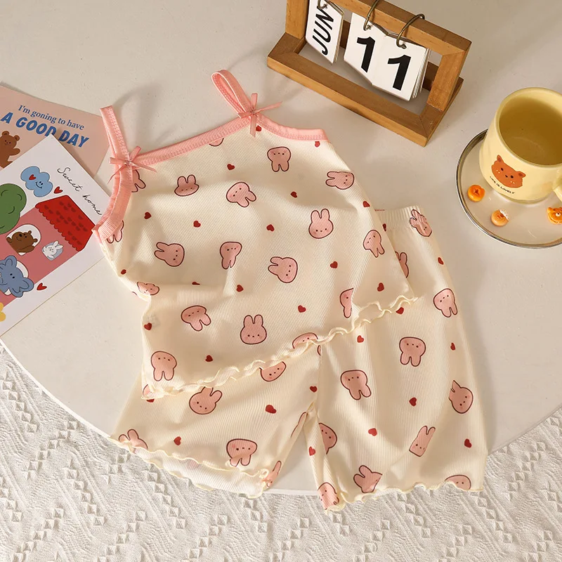 Girls Summer Clothes Sets New Baby Sleeveless Tops Shorts 2 Pieces Suit Girls Square Collar Clothing Set Kids Cotton Clothes - 4