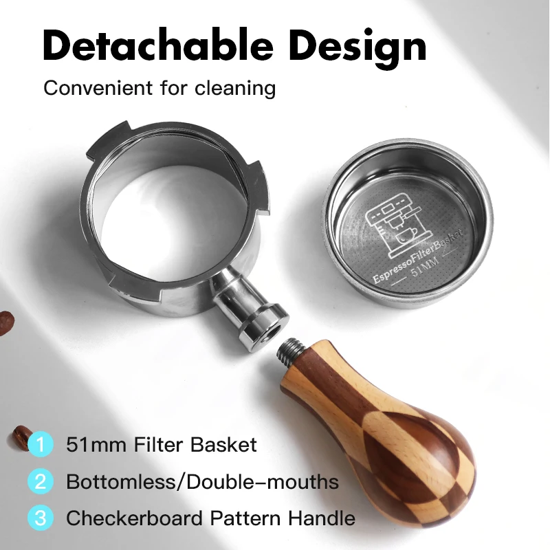 فلتر قهوة سفلي مزدوج الفوهة مقاس 51 مم، متوافق مع...