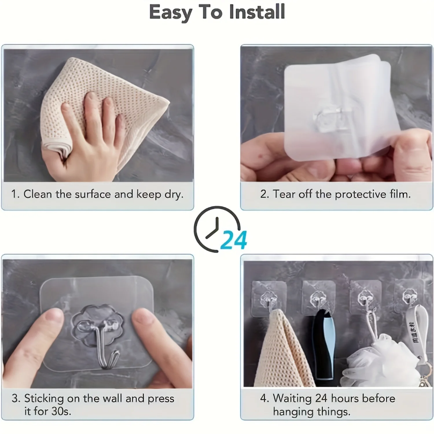10pcs Strong Sticky Self Adhesive Waterproof Hanging Bathroom Toilet Multifunctional Wall Hook