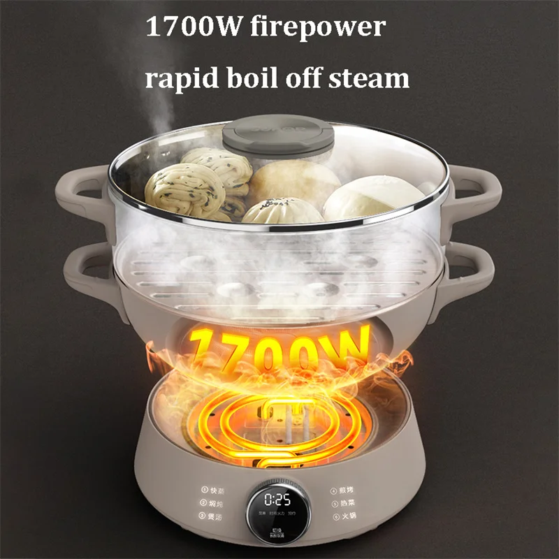 Multifunctional Electric Steamer Cooker 3 Layers Food Steamer Machine Steamer Pot Buffet Food Warmer Electric Kitchen Appliances 2