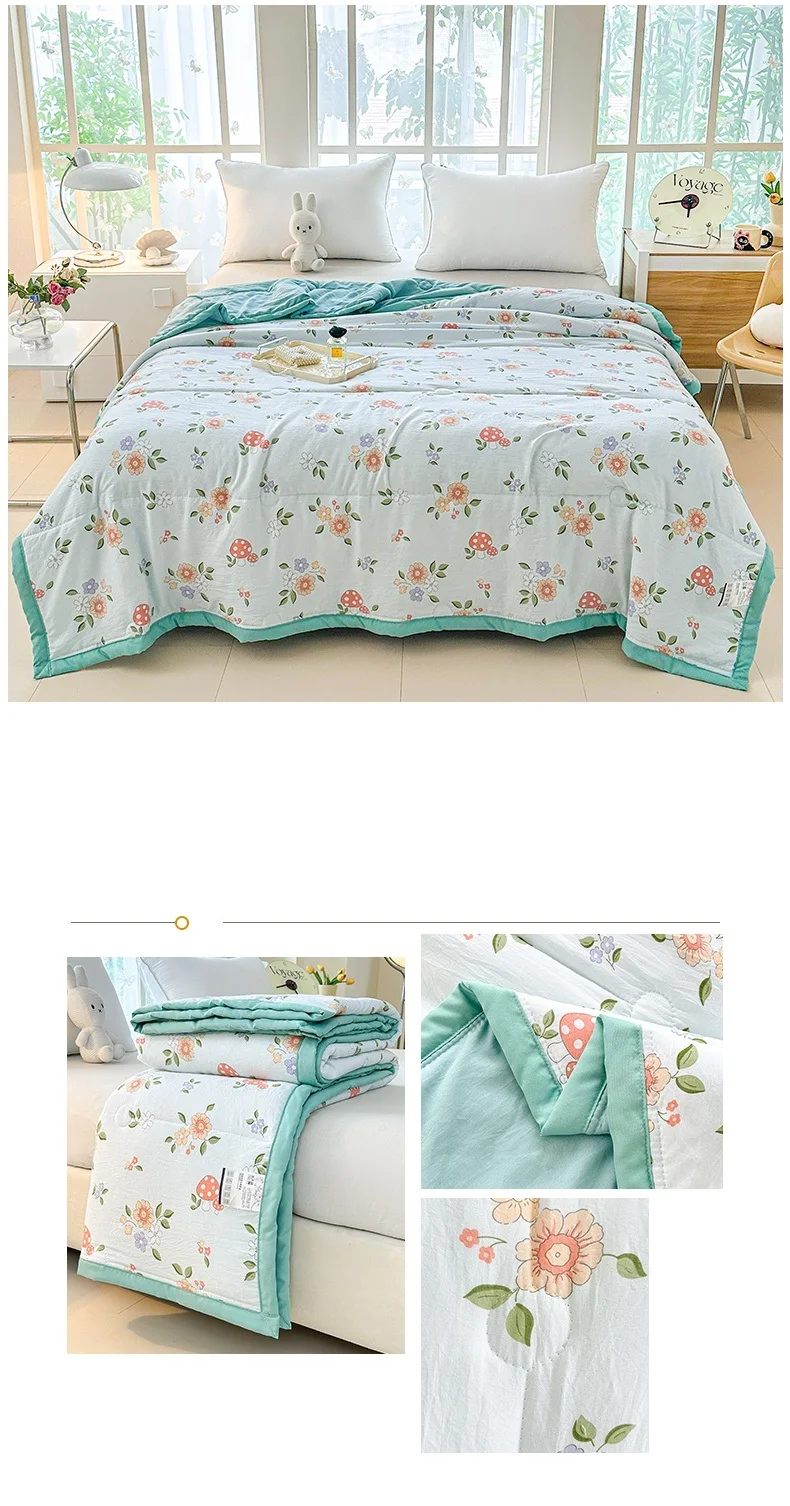 1pc Printed Thin Duvet Simple Style Quilts for Summer Soft Bedspread Adults Kids Room Comforter edredones (No Pillowcase)