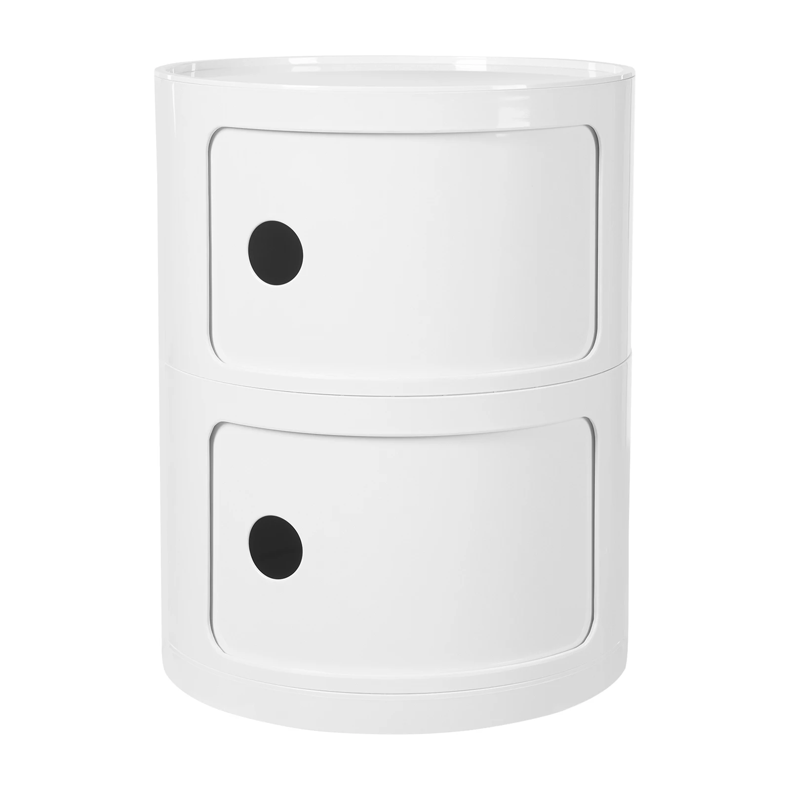 2 Tiers Round Bedside Cabinet Plastic Nightstand Storage Unit Drawers Modern End Table Bedside Table
