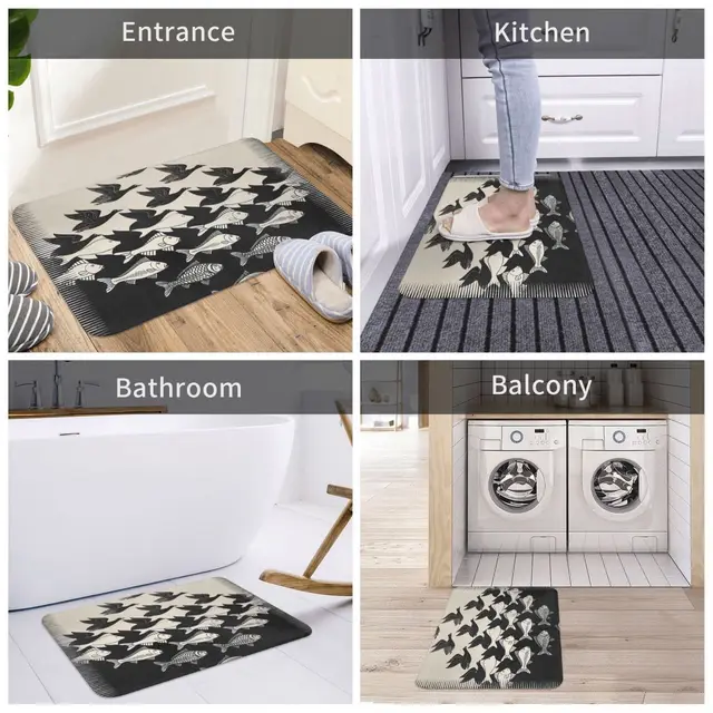 Bath Mat Sky And Water I Maurits Cornelis Escher Deartmat Nappali Szőnyeg Erkély Otthoni Dekoráció - Image 5