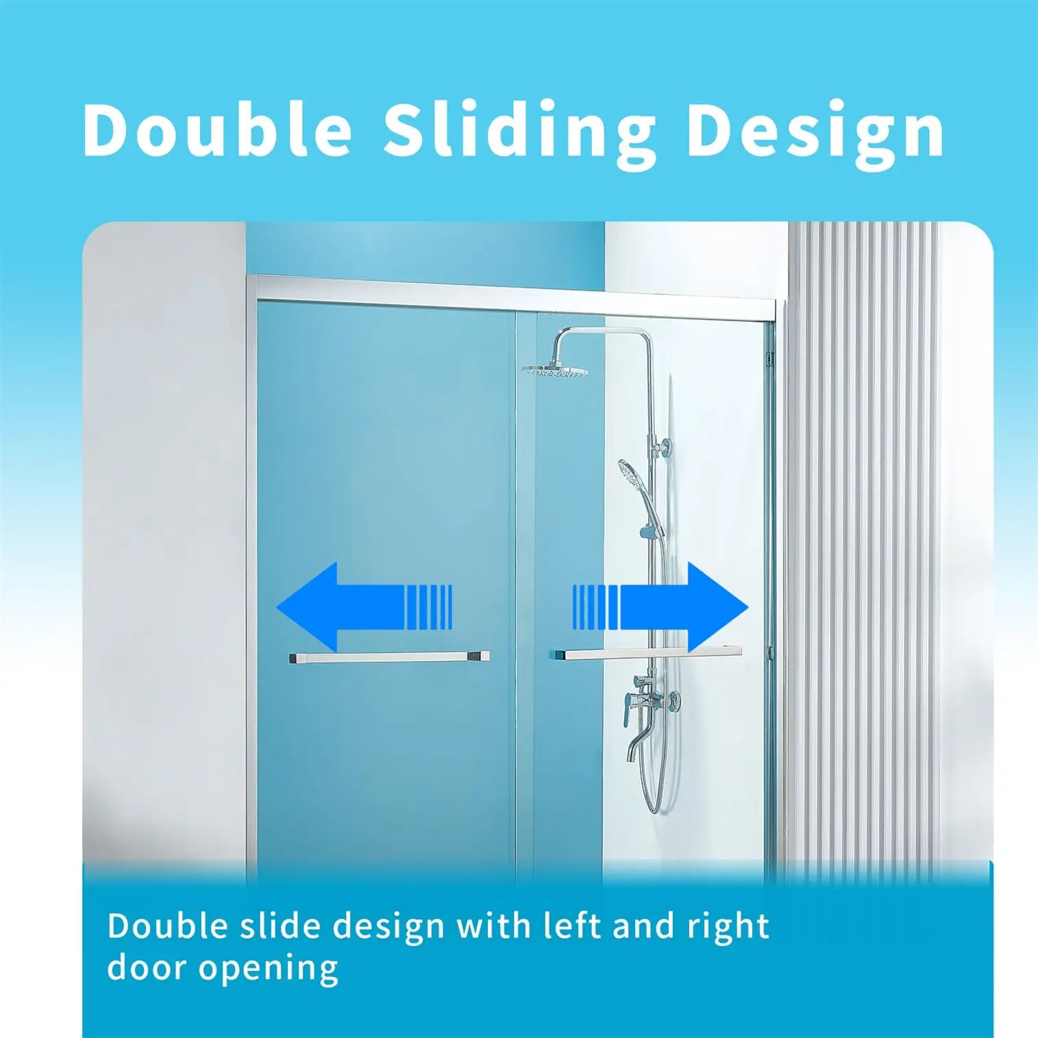 K01 - Shower Door 56-60 in. x 76 in. Double Sliding Shower Door, 5/16" (8mm) Clear Tempered Glass - Chrome 2