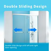 K01 - Shower Door 56-60 in. x 76 in. Double Sliding Shower Door, 5/16" (8mm) Clear Tempered Glass - Chrome 2