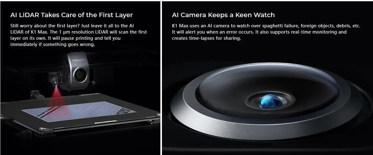 S796a5664bd0245b0be106d2621c3f520K Creality Official K1 Max drukarka 3D 600 mm/s prędkość drukowania dwubiegowa wytłaczarka z napędem bezpośrednim EU/US/UK wtyczka K1 Max drukarka