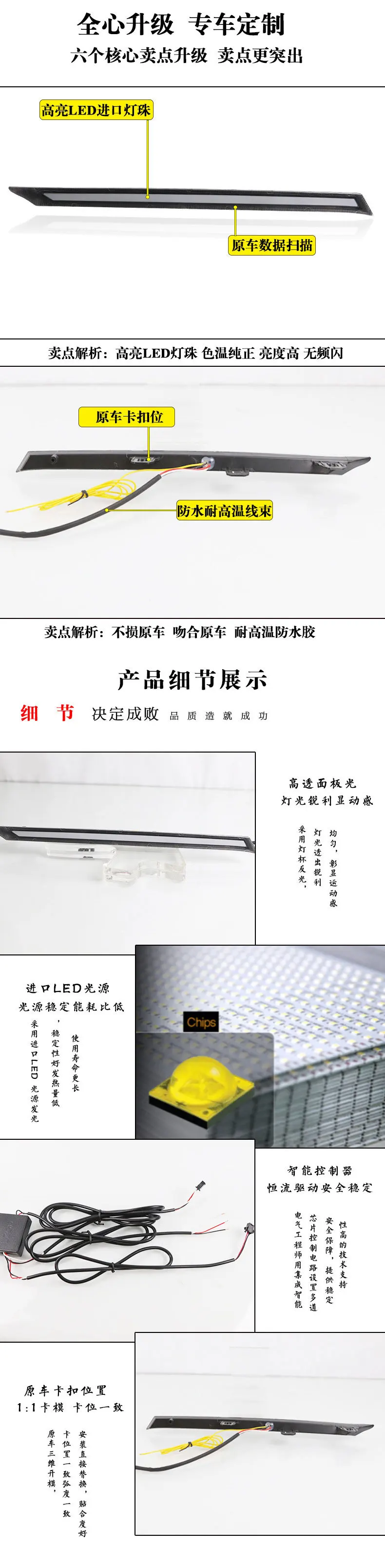 For Toyota RAV4 2019 Car Front Engine Hood Light DRL Streamer Turn Signal Daytime Running Light Modified Front Grille Fog Light detail image 3