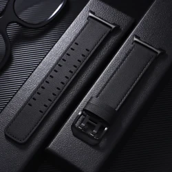 Premium Genuine Leather Brown Watch Band - Elegant No - Gap Bracelet - Watch 8 Classic 46mm (Black)