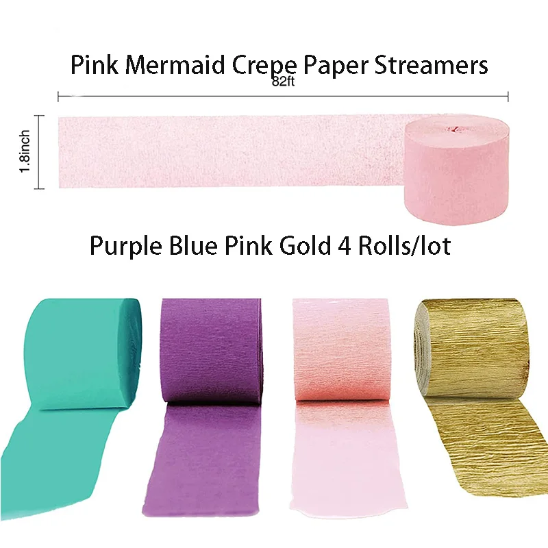 Mermaid Party Streamer Decorations Rolls Purple Blue Pink Crepe Paper Gold  Garland for Wedding Baby Bridal Shower Birthday Party - AliExpress