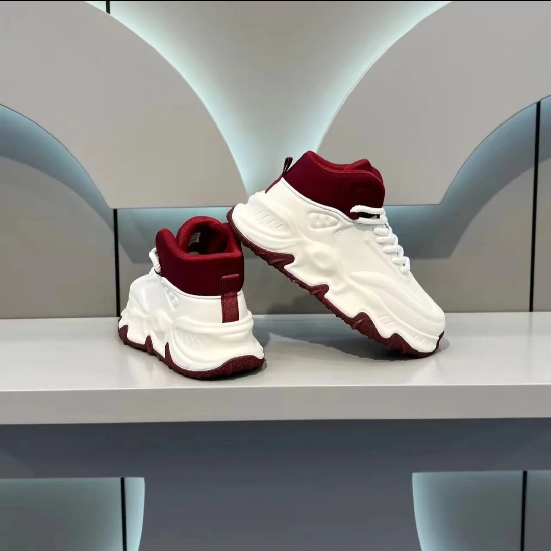 Spring Autumn New Men's Thick Sole Elevated Casual Shoes Comfortable and Breathable Sports Running Shoes Men's Vulcanize Shoes 6