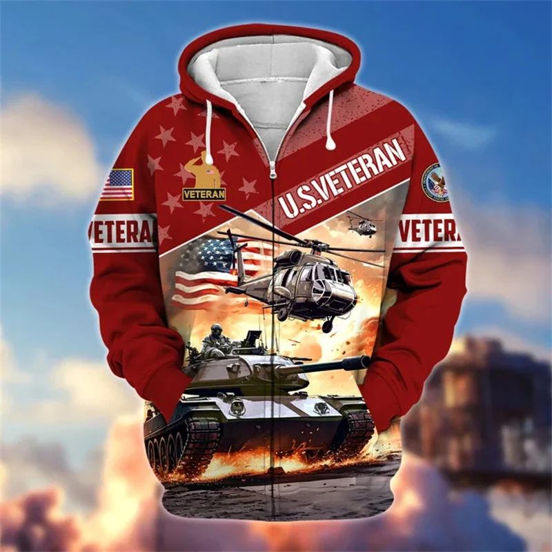 

New Autumn 3D United States Solider Armys Veterans Printing Zip Up Hoodies Kids Fashion Cool Zip Up Hoodie Vintage Clothing Tops