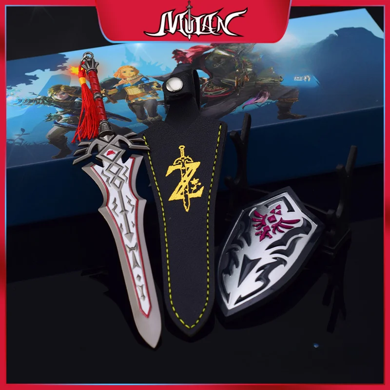 

The Hyrule Fantasy Weapon Royal Guard's Sword with Shield Gift Box 22cm Zelda Gaming Anime Knife Weapon Samurai Model Kids Toys