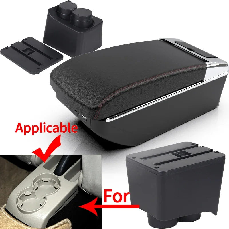 폭스바겐 폴로 팔걸이, VW 폴로 9N 3 용 자동차 팔걸이 박스, 2002-2009 개조 부품 보관 박스, 자동차 인테리어 액세서리 USB