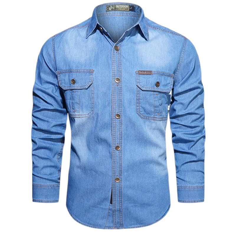 Denim Long Sleeved Shirt Plus Size 5XL Spring Loose Men Pure Cotton Autumn Fashion Casual Outwear