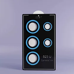 Luminous Color Lens Ring Tempered Glass Camera Protector with Anti - Scratch Cap - S24UItra (Blue)