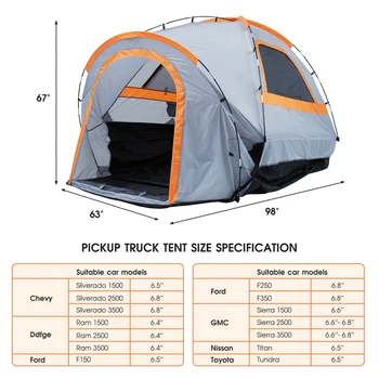 Trunk Bed Tent for Camping - Waterproof PU2000mm, Spacious Double Layer Design, Includes Rainfly and Storage Bag 6