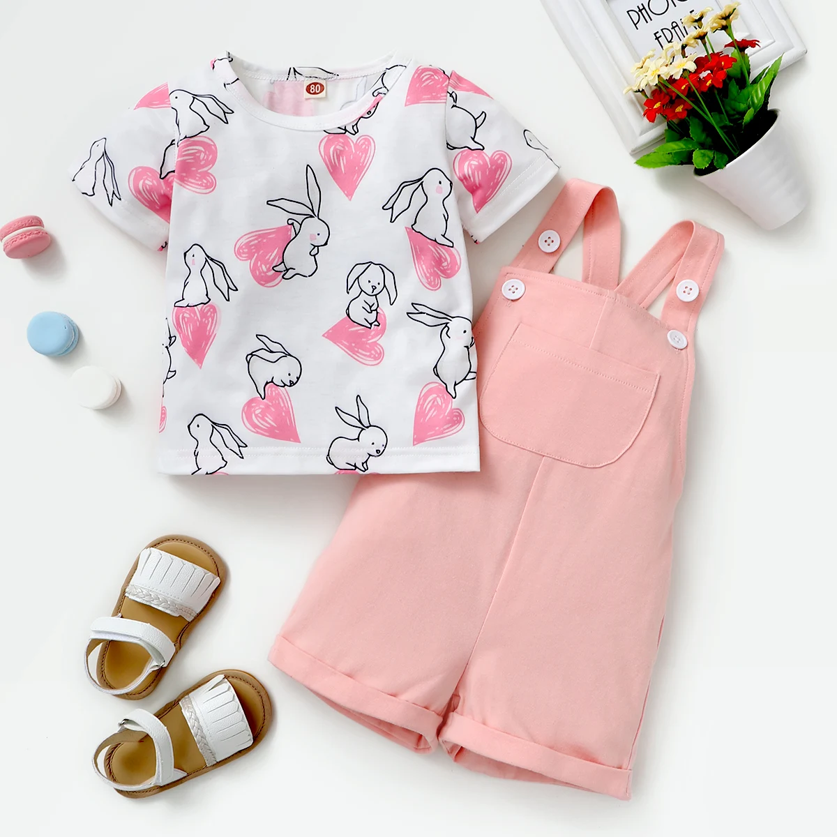 324m Newborn Baby Girl Clothes Set Floral Print Short Sleeve Top