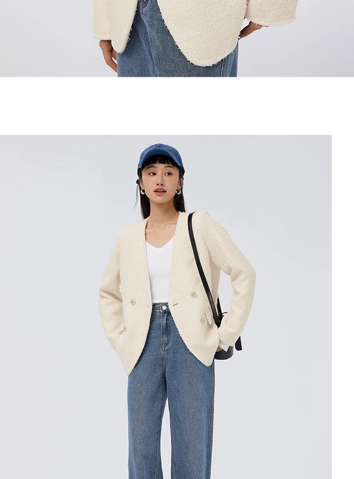 Chaqueta elegante y suave para mujer, con cuello en V, ideal para el día a día, primavera y otoño.