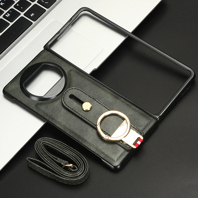 

Retro PU Leather Case Hand Finger Belt Band Grip Cover For Huawei Mate X3 X5 Neck Rope Strap Lanyard Shell