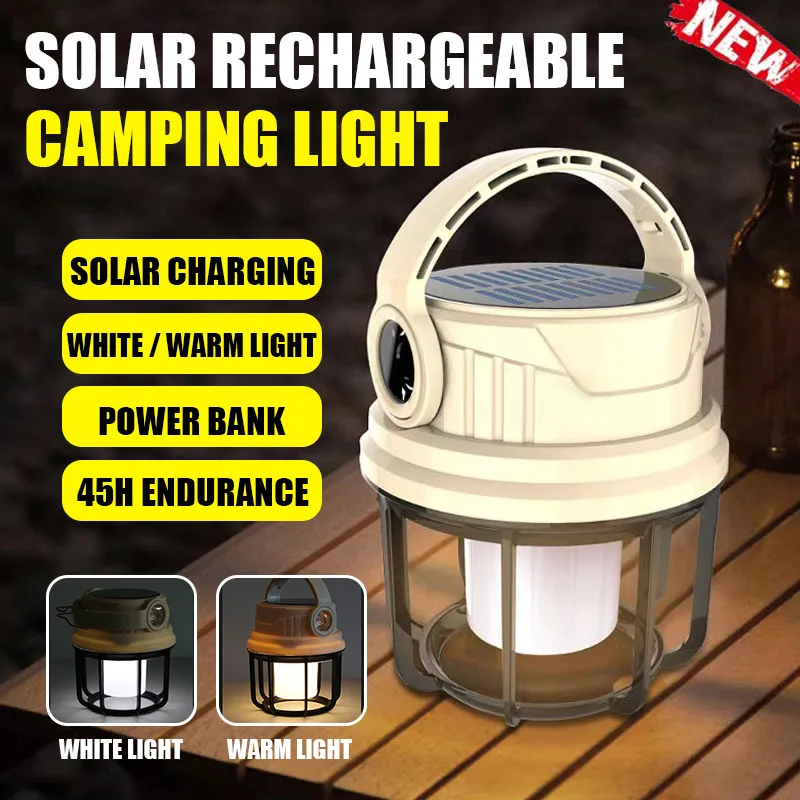 

Portable Camping Lantern USB Rechargeable Solar Camping Light 6 Modes Led Flashlight Tent Light Outdoor Lighting Emergency Lamp