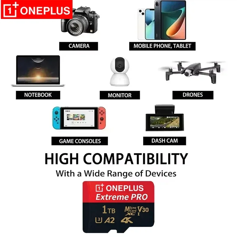 Oneplus 오리지널 클래스 10 128GB 마이크로 TF/SD 카드 휴대폰용 고속 메모리 안정적인 성능 디지털 카메라 노트북 PC MP3