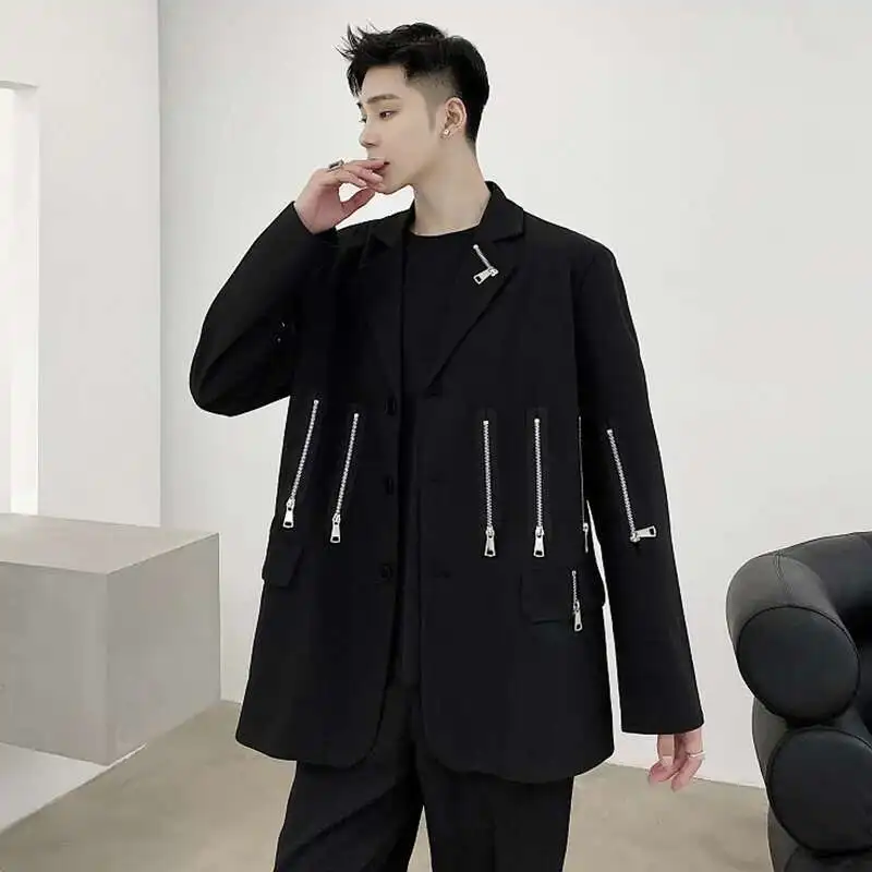 LUZHEN Men's Suit Jacket Multi Zipper Decoration Design