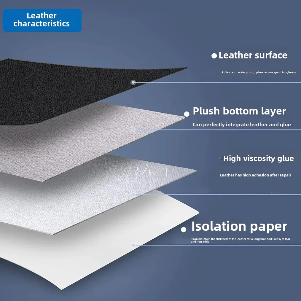 Self-Adhesive Leather Repair Patch for Sofa Bed Head Refurbishment Artificial Leather Fabric White Glue