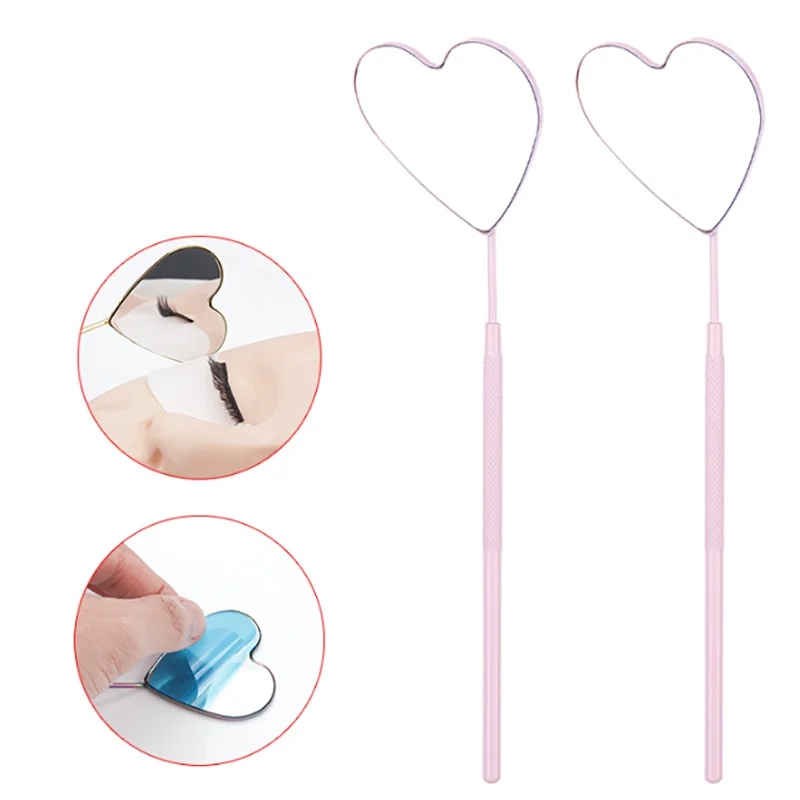 Large Lash Mirror  Eyelash Extension Detachable Heart Shape Stainless Steel Eyelash Makeup Mirror Checking Portable Magnifying