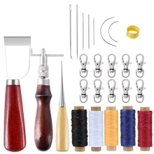 

KAOBUY Leather Craft Tool Kit Leather Needle Hand Sewing Stitching Tools With Lobster Buckle DIY Leather Crafting Work