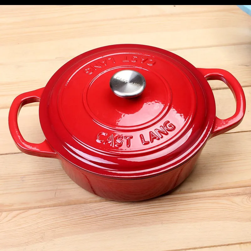 Enameled Cast Iron Dutch Oven-5.5QT Pot with Lid Cookbook & Cotton Potholders Heavy-Duty Cookware for Braising, Roasting