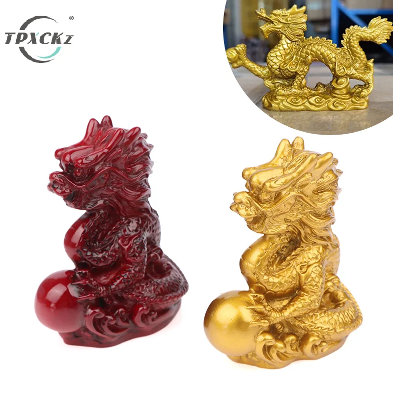 

1pcs Good Lucky Dragon Chinese Zodiac Twelve Statue Gold Dragon Statue Animals Sculpture Figurines Desktop Decoration