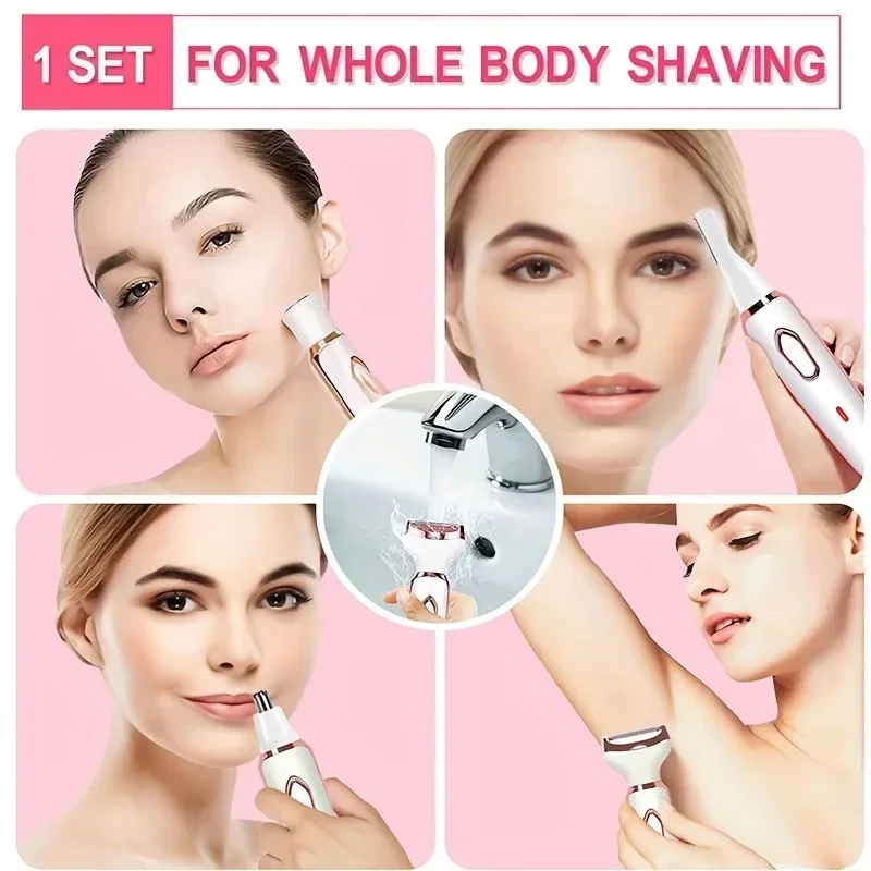 4 In 1 Electric Lady Shaver, Body Hair Removal Epilator, Painless Cordless Trimmer Razor, Gifts For Women 2