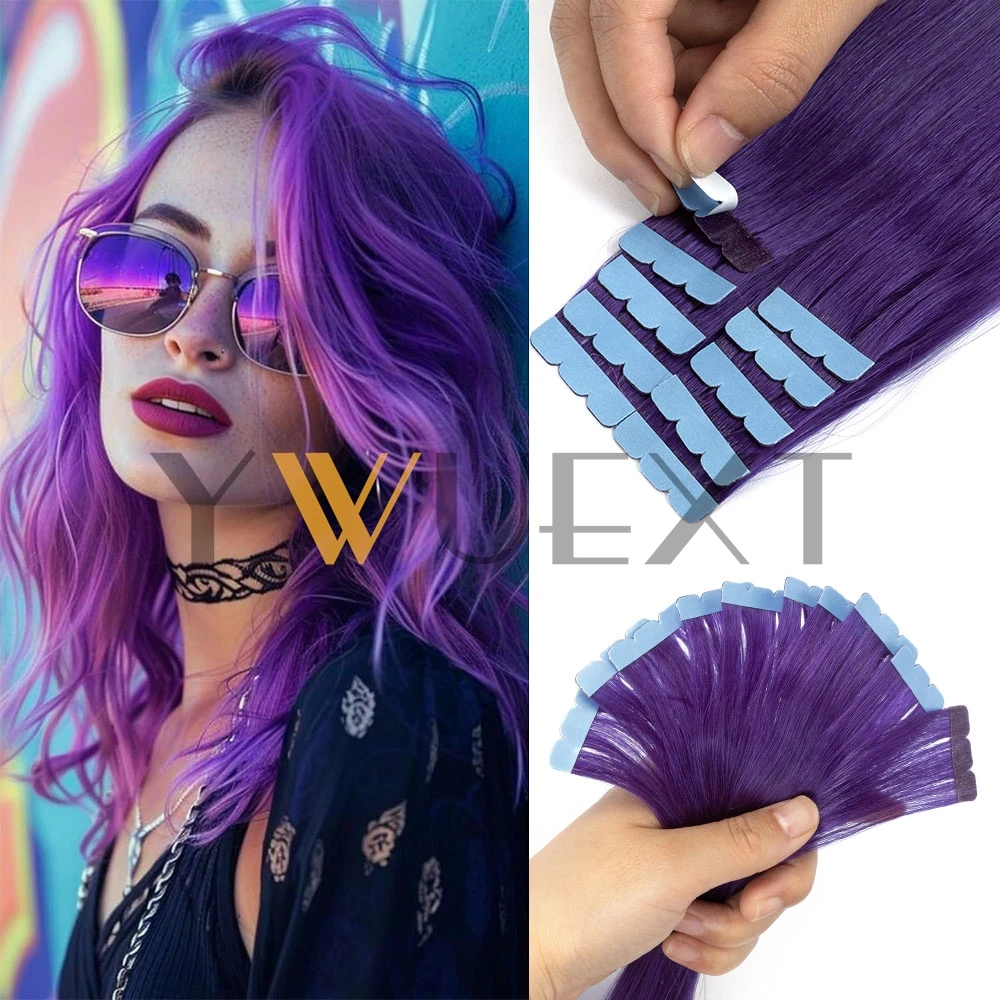 Mini Tape in Human Hair in Fancy Colors 12-20 inches Natural Striaght Seamless Tape Hair Extensions for Outlet Hairstyle