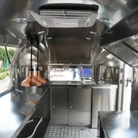 Airstream Mobile Hamburger สุนัขร้อนพิซซ่ารถพ่วงอาหารจานด่วนสแตนเลสรถบรรทุกอาหารมือถือพร้อมครัวเต็มรูปแบบสําหรับขาย 6