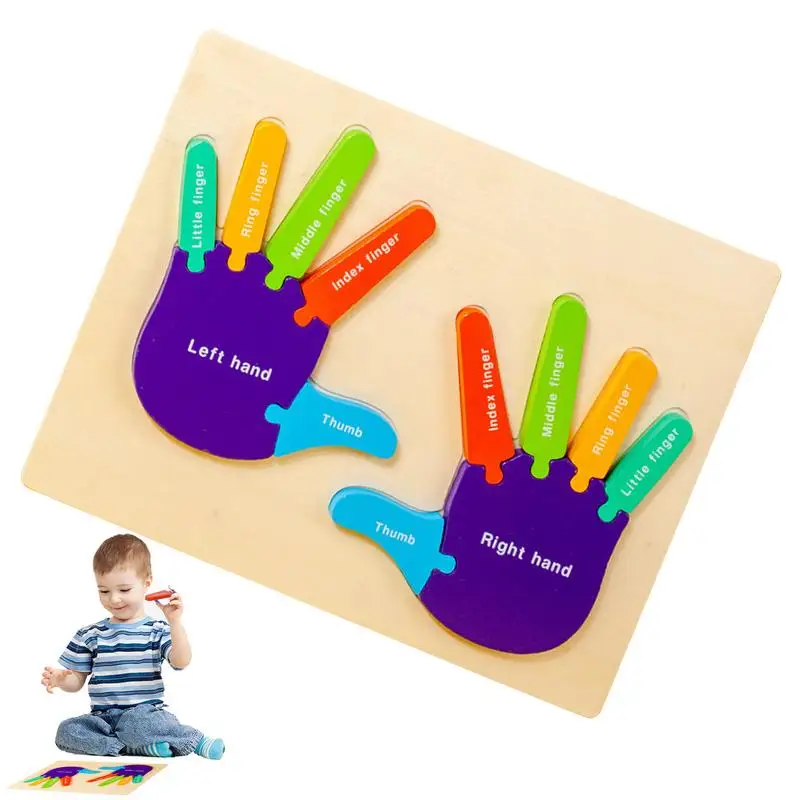 

Wooden Montessori Puzzles For Toddlers Finger Palms And Soles Blocks Digital Color Matching Cognitive Toys Kids Puzzles Early