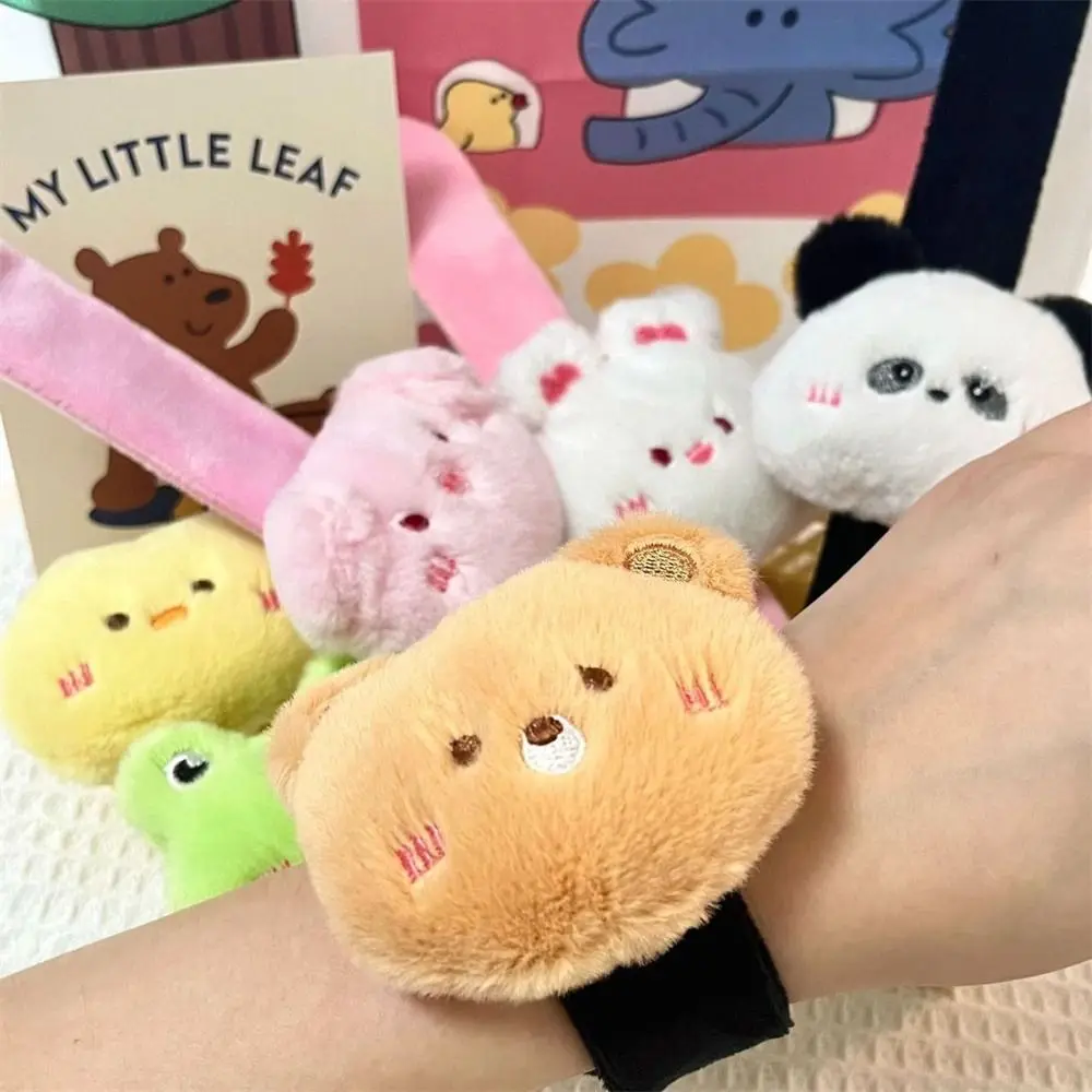 

Panda Rabbit Clap Circle Toy Super Soft Cartoon Animal Plush Wristband Wrist Decoration Stuffed Animal Plush Slap Bracelet