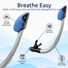 Youth snorkeling set: tempered-glass mask, adjustable-fit fins dry-top snorkel blue/gray, safe comfortable for kids and youth s