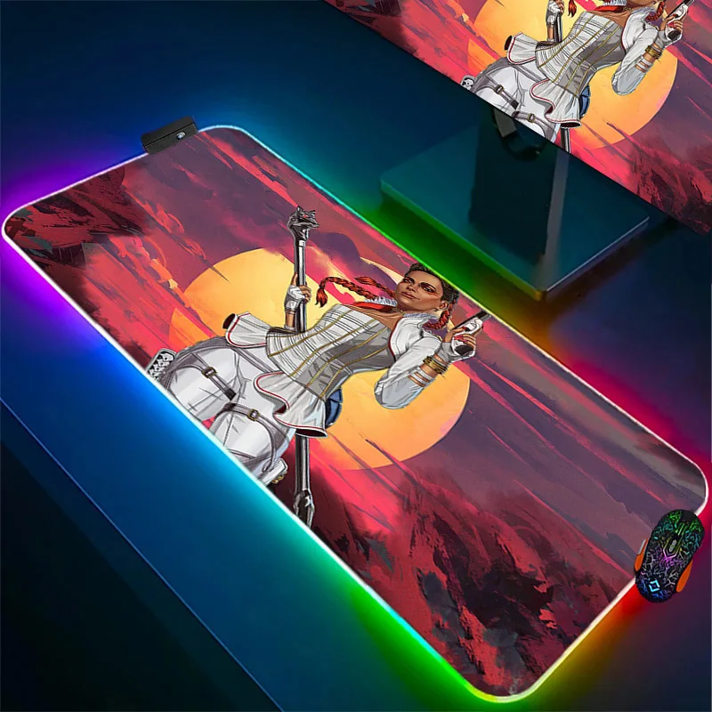 

Anime RGB Game Apex Legends Loba Mobile Large Mouse Pad XL Keyboard Anti Slip Office Desktop Mousepad LED Backlit Mat for CS/LOL