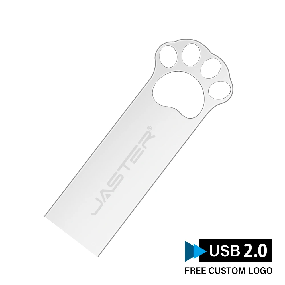 검은 고양이 발 USB 플래시 드라이브, 무료 사용자 정의 로고 메모리 스틱, 금 금속 펜 드라이브, 128GB, 64GB, 32GB, 무료 키 체인 U 디스크, 16GB