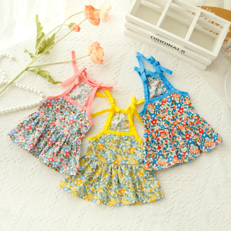 

Stylish Dog Clothes Puppy Thin Summer Dress Pet Camisole Skirt Teddy Floral Skirt Sun Protection Princess Dress