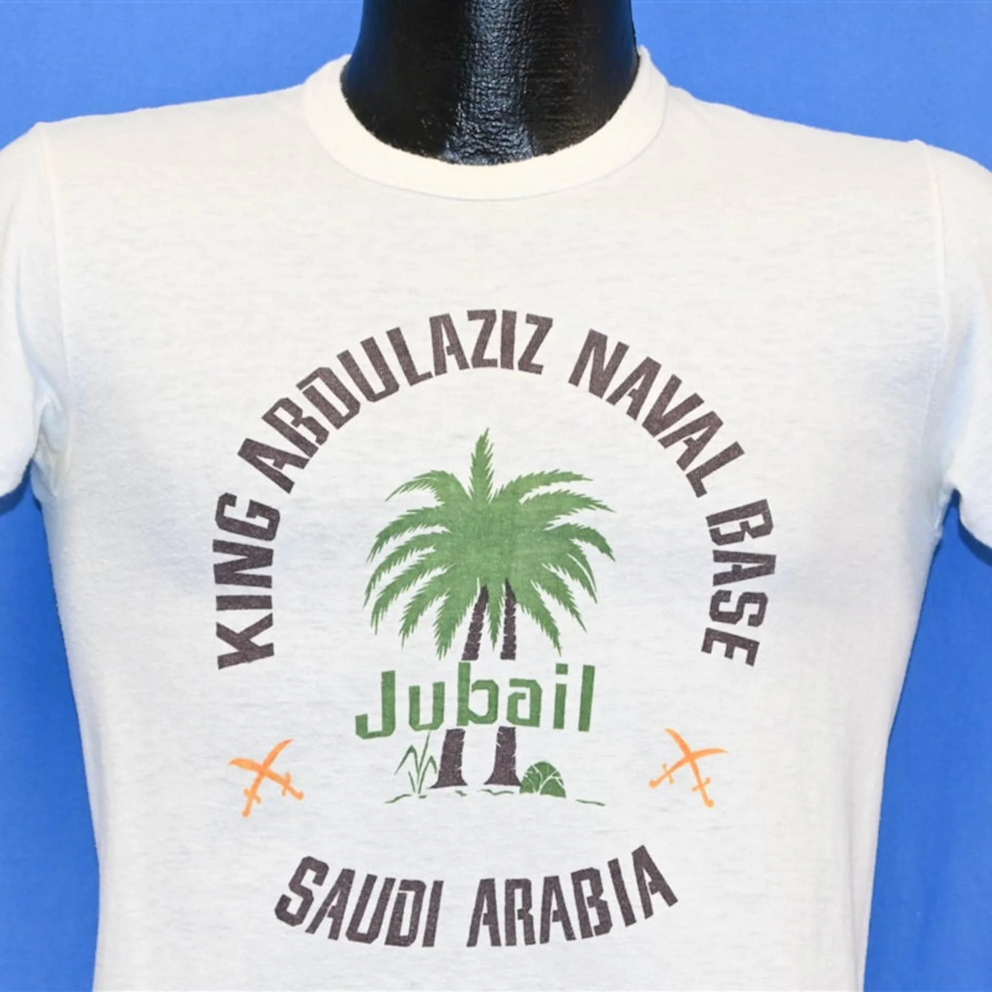 70S King Abdulaziz Base Navale Saudi Arabian Navy Jubail Palm Tree T Shirt Small