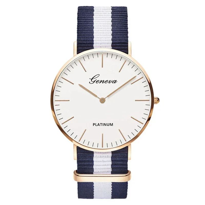 Fashion Unisex Geneva Super Thin Platimum Nylon Fabric Watch Sports Casual Clock For Men Women WristWatches Relojes Mujer 2022