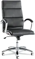 ALENR4119 Neratoli Series High-Back Slim Leather Chair - Black/Chrome 1
