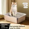 New Stainless Steel Cat Litter Box Easy To Clean Large Capacity Cat Toilet High Sided Cat potty Cat 2
