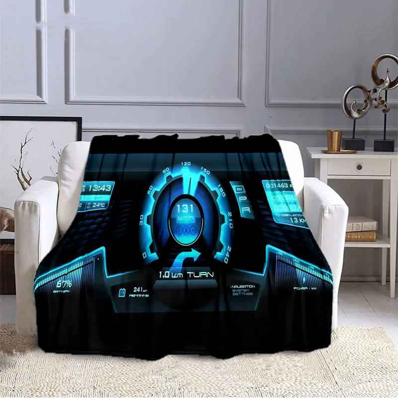 Fashion Blanket Car Dashboard Motorcycle Pattern Flannel Throw Blanket for Children Adult Car Enthusiasts Soft Warm All Seasons