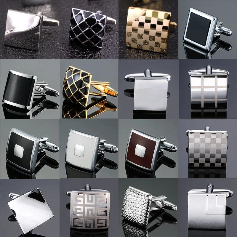 

Cufflinks For Men Luxury Silvery Cuffs Retro Metal Cuff Links Mens French Square Button Shirts Business Jewelry Gift For Wedding