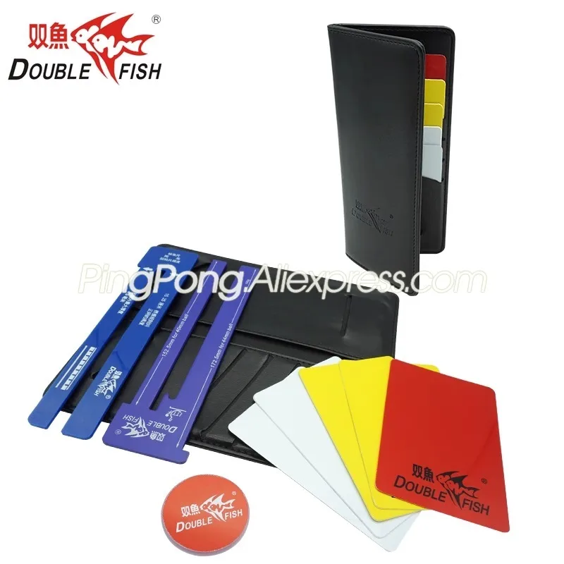 Double Fish Umpire Tools Set for Official Table Tennis Games Ping Pong Measurer / Toss Pin / Yellow Card Umpire Tool Kit