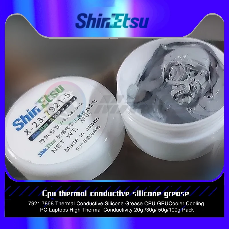 Shin-etsu 7921 7868 Condutiva Térmica Graxa de Silicone Cpu Gpu Cooler pc Laptops Alta Condutividade Térmica 20g 50g Pack