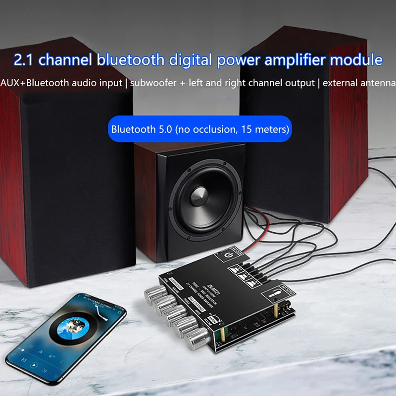 

1 шт. ZK-MT21 2x50 Вт + 100 Вт 2,1 канальный Bluetooth 5,0 сабвуфер плата цифрового усилителя мощности AUX 12 В 24 в аудио стерео для дома